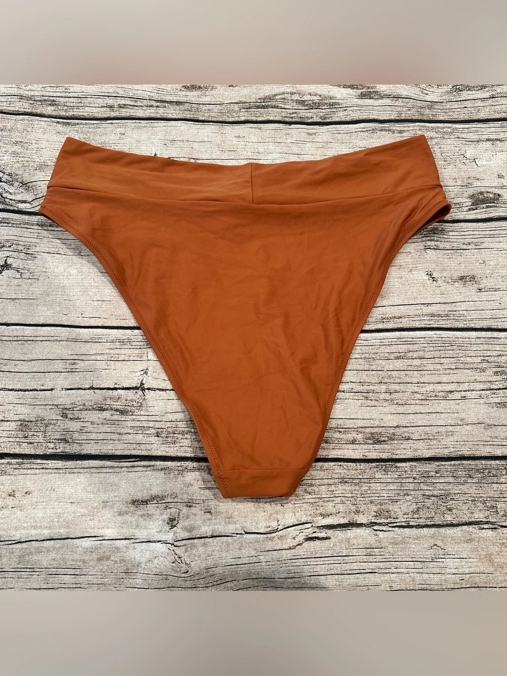 Aerie High Cut High-Waist Cheeky Bikini Bottoms in Rust Orange Knot Detail XXL